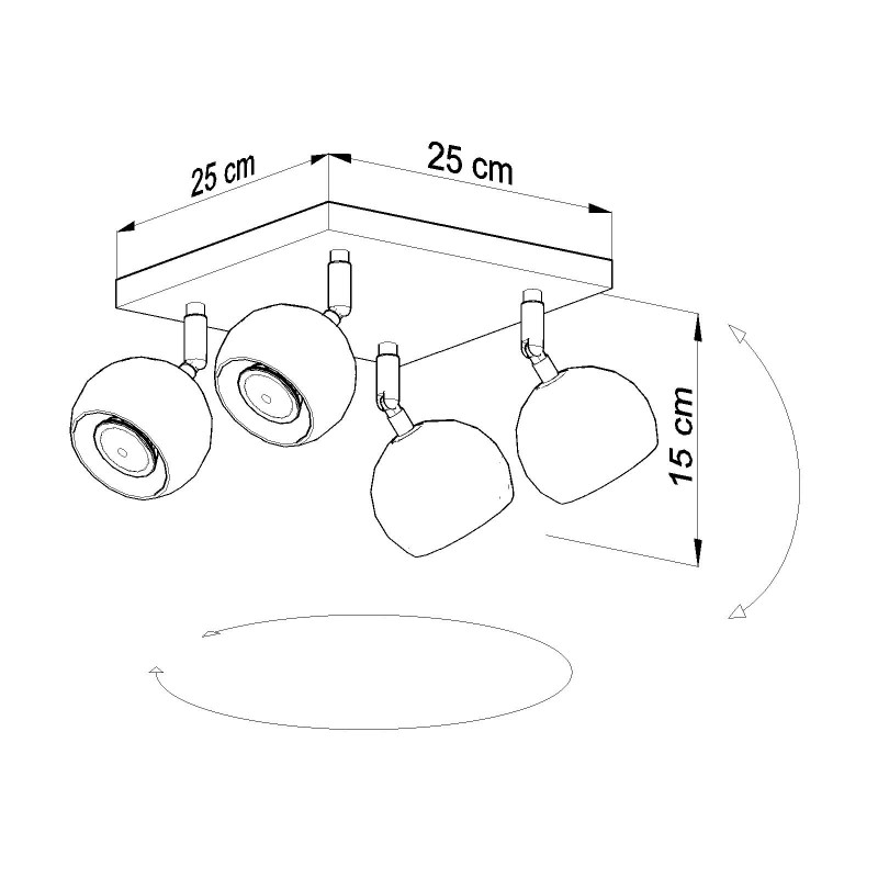 Applique et plafonnier OCULARE 4 GU10 - noir 