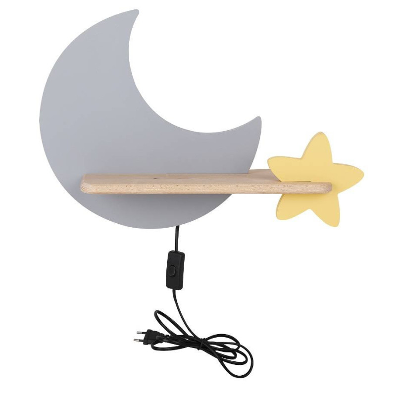 Applique avec étagère KIDS MOON LED câble 5W 4000K - gris 