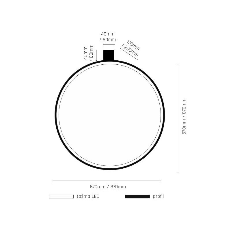 Applique AGARO anneau intérieur LED 26W 3000K CRI90 - noir 