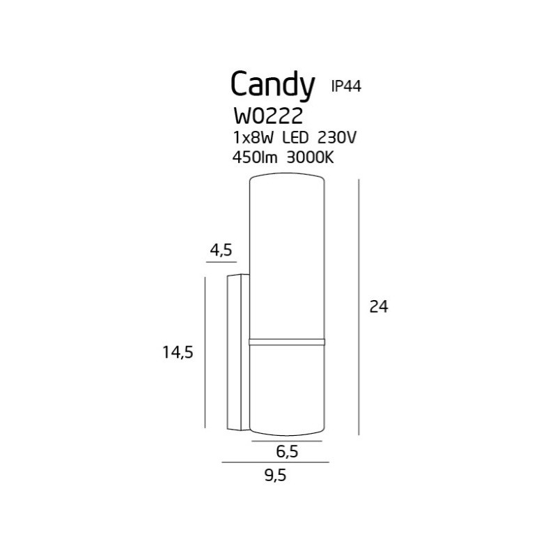 Applique CANDY LED 8W 3000K IP44 DIM - chrome / blanc 