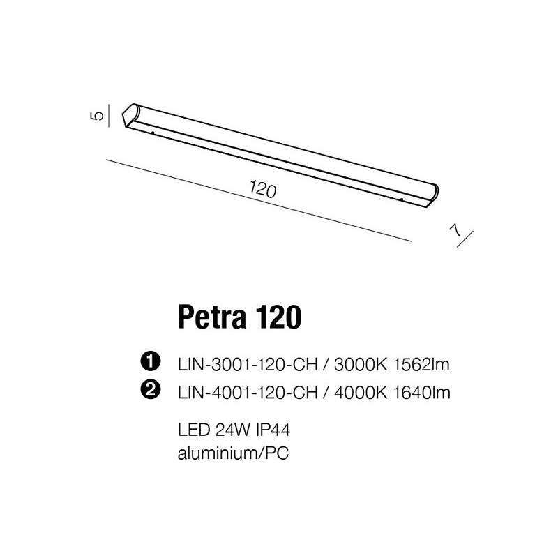 Applique PETER 120 LED 24W 4000K IP44 chromé 