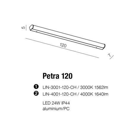 Applique PETRA 120 LED 24W 4000K IP44 chromé 