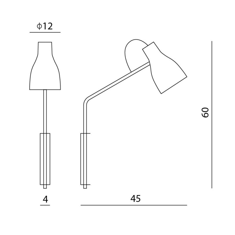 Applique sur bras LOTTA E27 - couleur au choix 