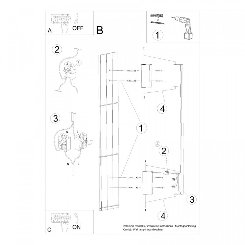 Applique SAPPO M LED 20W 4000K CRI95 - noir 