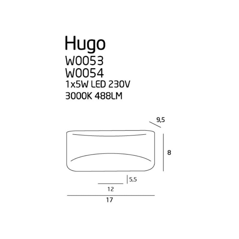 Applique HUGO LED 5W 3000K - aluminium / blanc 