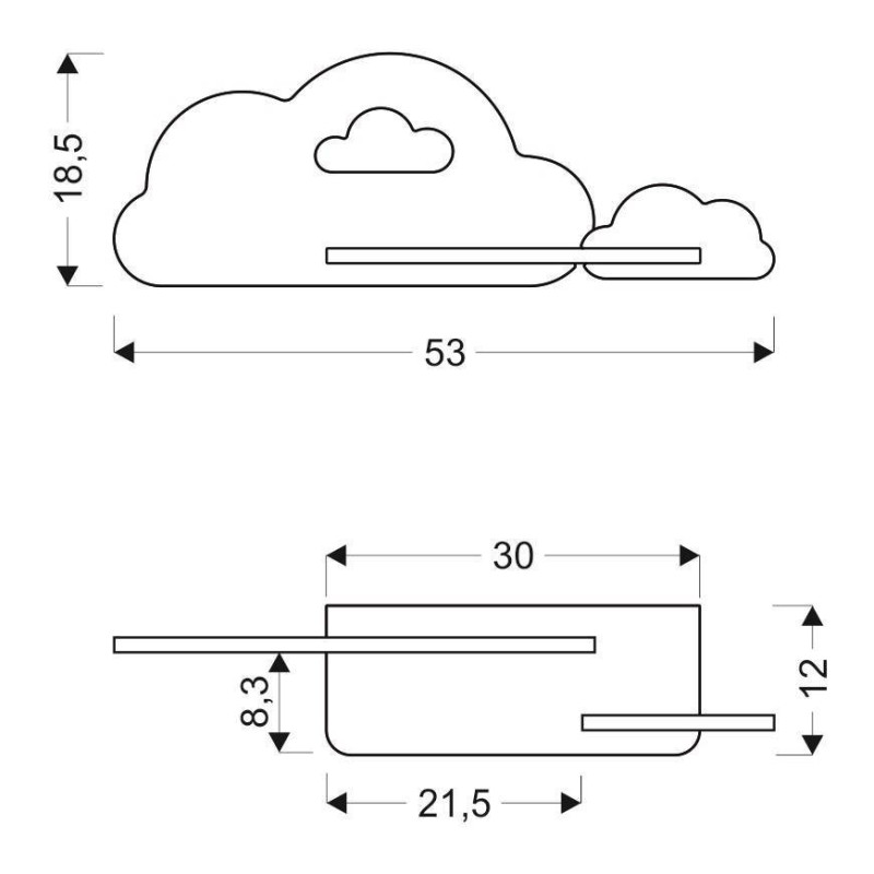 Applique murale avec étagère CLOUD LED 5W 4000K - bleu 