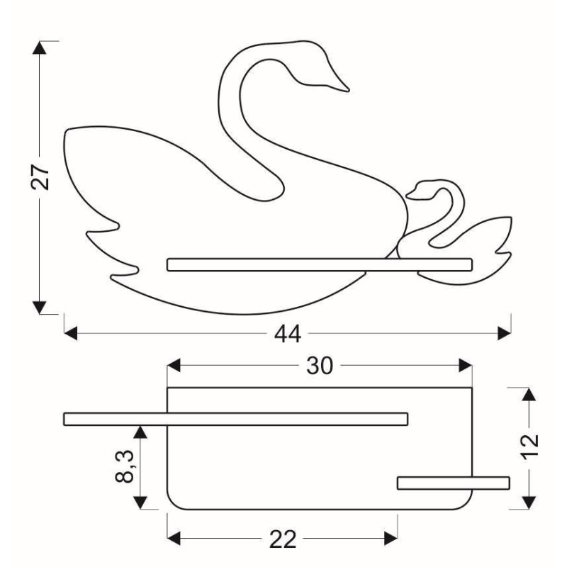 Applique murale avec étagère KIDS SWAN LED 5W 4000K - rose 