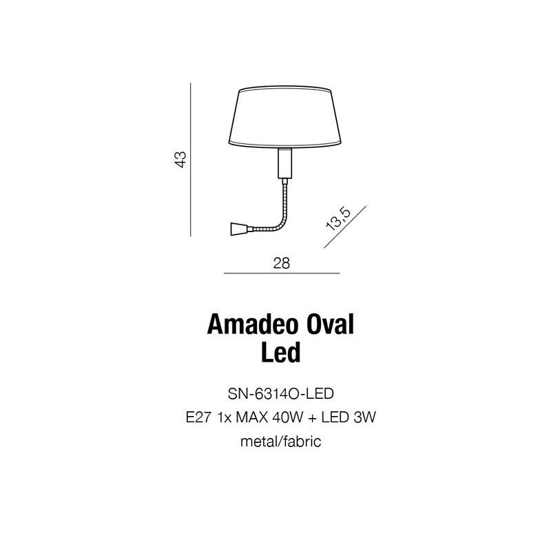 Applique murale AMADEO Oval LED 3W + E27 - blanc / chrome 