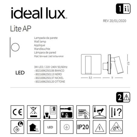 Applique LITE AP LED 3W 3000K - laiton 