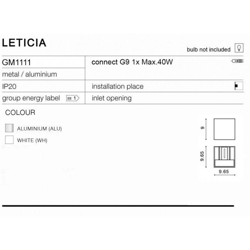 Applique LETICIA G9 40W blanc 