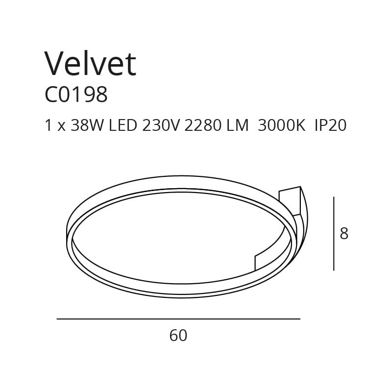 Plafonnier VELVET LED 38W 3000K - noir 