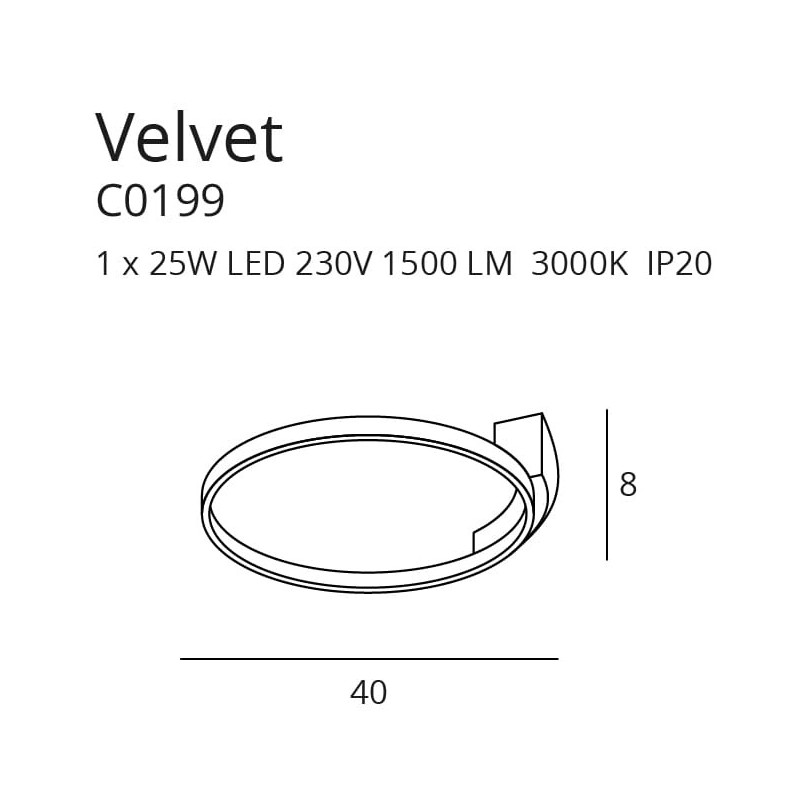 Plafonnier VELVET LED 25W 3000K - noir 