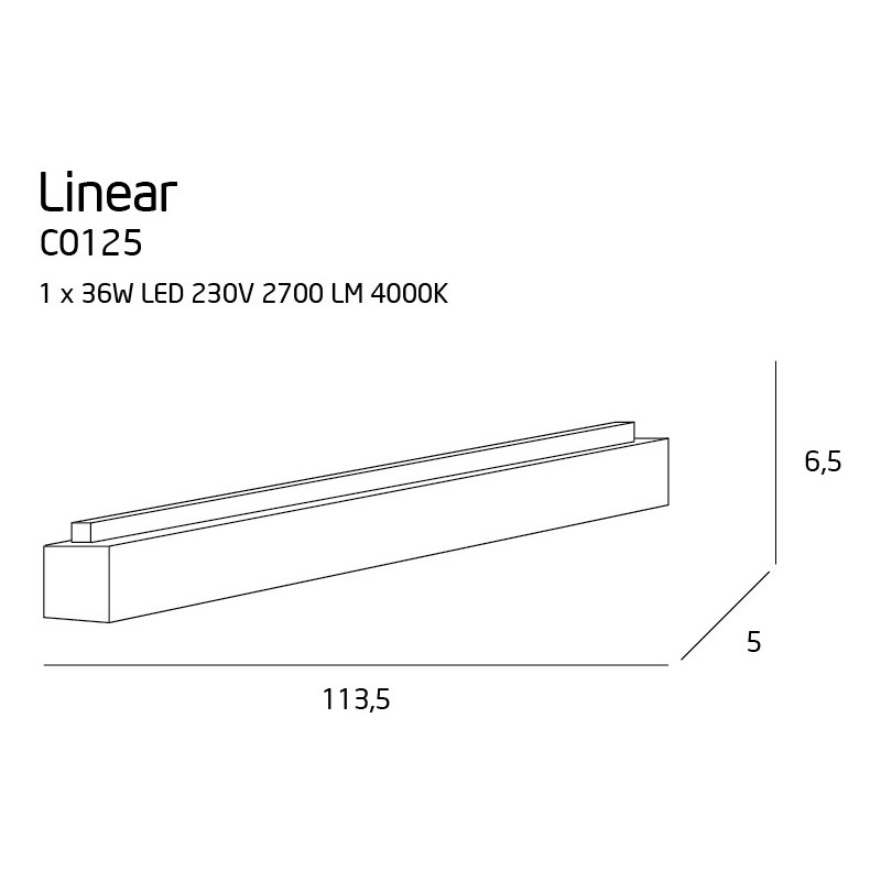 Plafonnier LINEAR LED 36W 4000K - blanc 