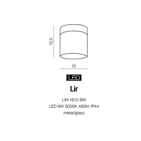 Plafonnier LIR LED 6W IP44 