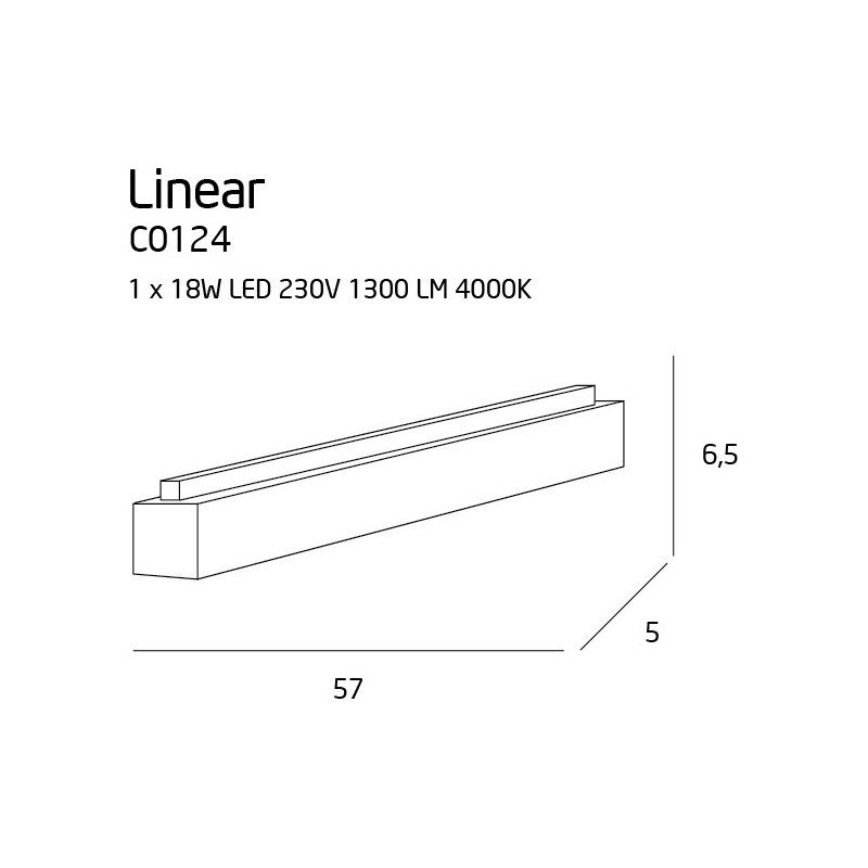 Plafonnier LINEAR LED 18W 4000K - blanc 