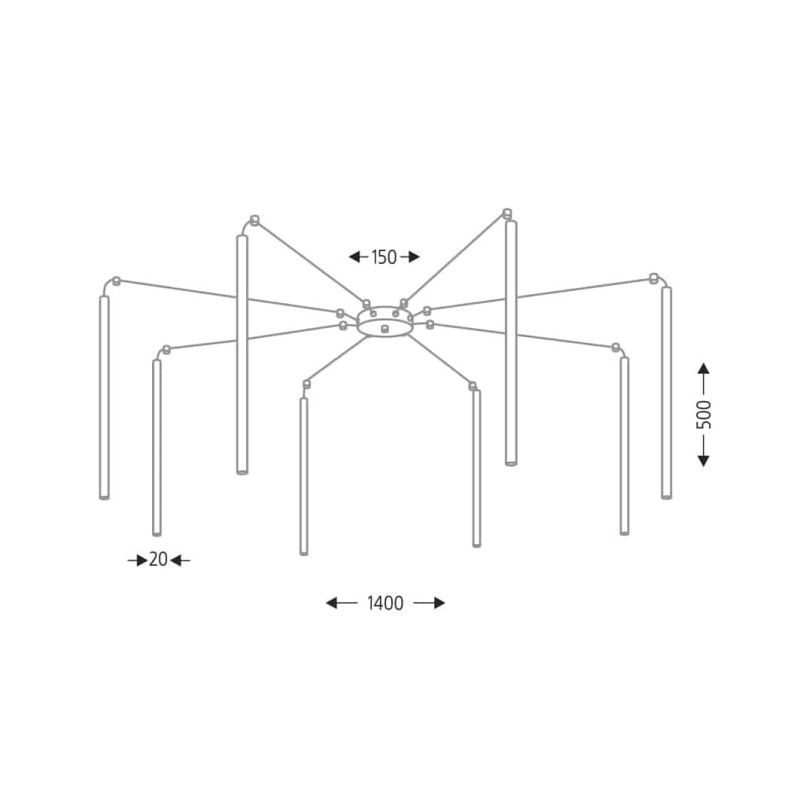 Plafonnier HIRABE 8xG9 - noir 