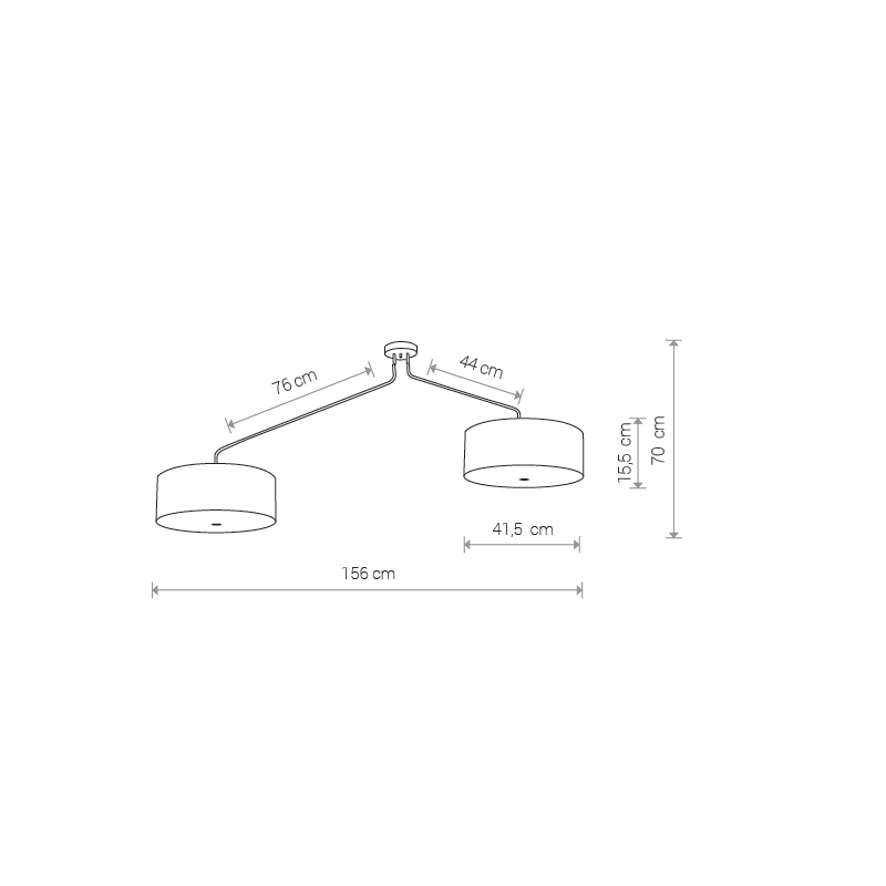 Luminaire Suspension HAWK VI 6xE27 - gris avec Abat-Jour