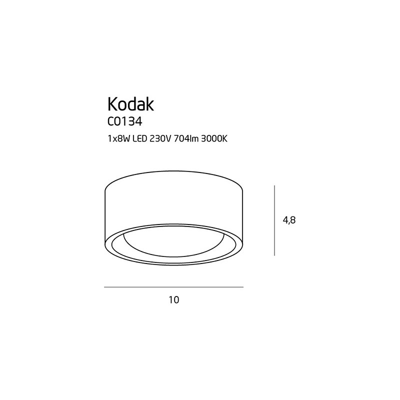 Plafonnier KODAK I LED 8W 3000K - blanc 