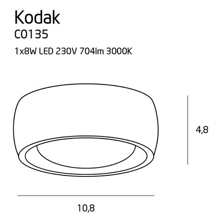 Plafonnier KODAK II LED 8W 3000K - blanc 
