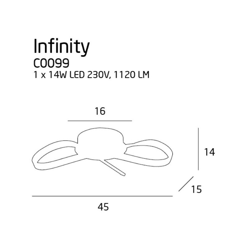 Plafonnier INFINITY LED 14W 3000K - chrome 