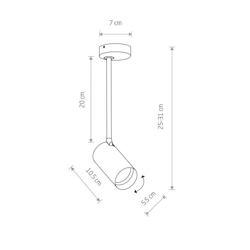 Plafonnier MONO LONG S GU10 - noir / laiton 