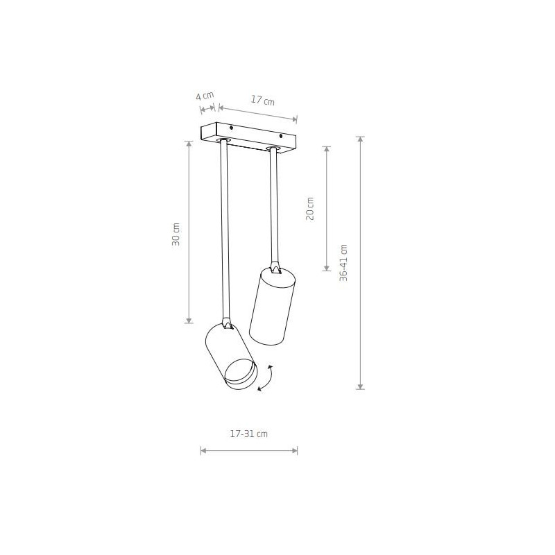 Plafonnier MONO LONG 2xGU10 - blanc / laiton 