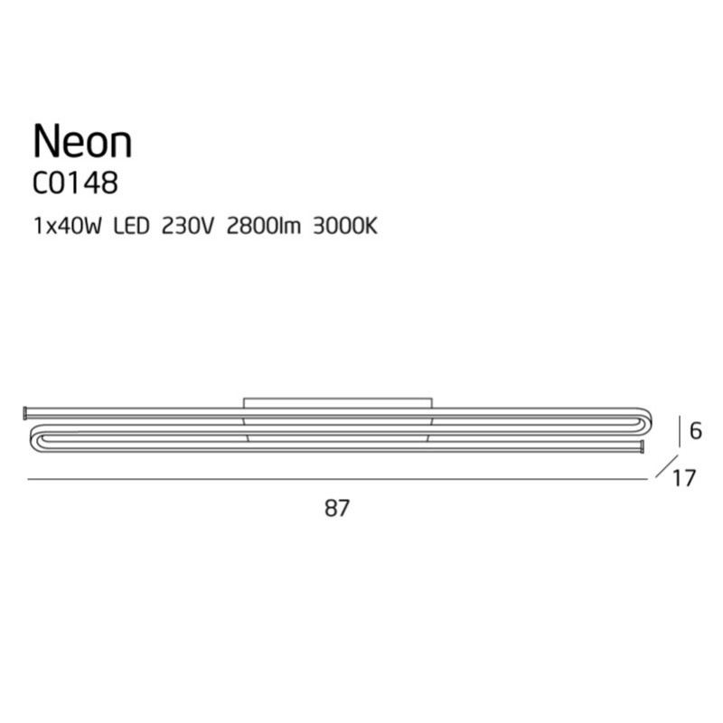 Plafonnier NEON LED 40W 3000K - noir 