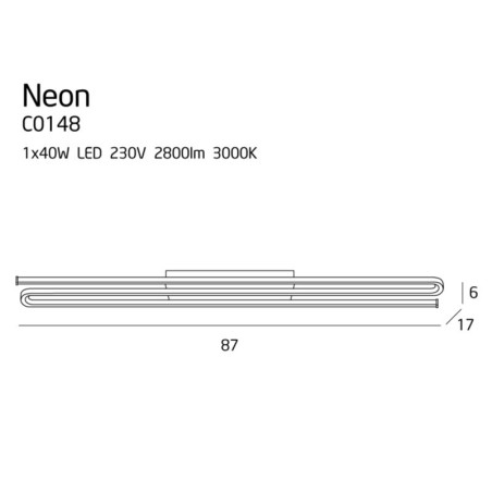 Plafonnier NEON LED 40W 3000K - noir 