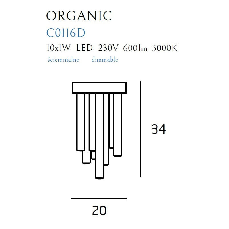 Plafonnier ORGANIC LED 10W 3000K DIM - cuivre 