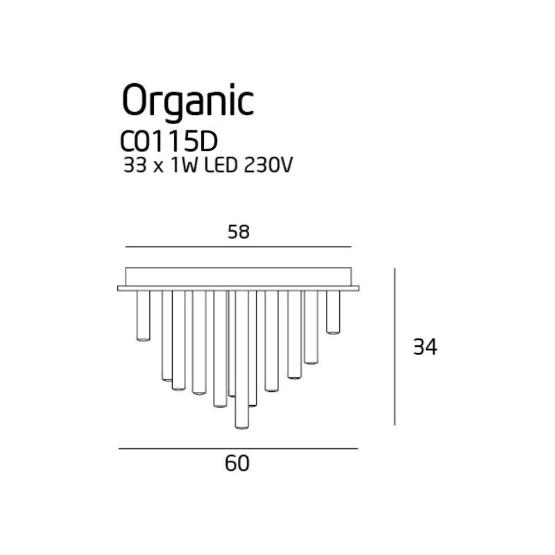 Plafonnier ORGANIC LED 33W 3000K DIM - chrome 