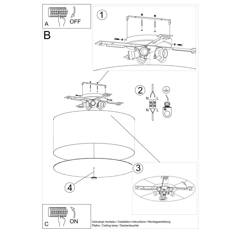 Plafonnier OTTO 60cm 5xE27 - blanc 