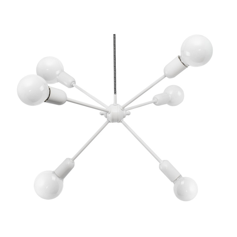 Luminaire Suspension Industriel loft RHYTHM 6xE27 - blanc