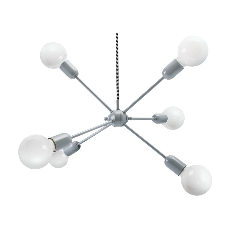 Luminaire Suspension Industriel loft RHYTHM 6xE27 - gris