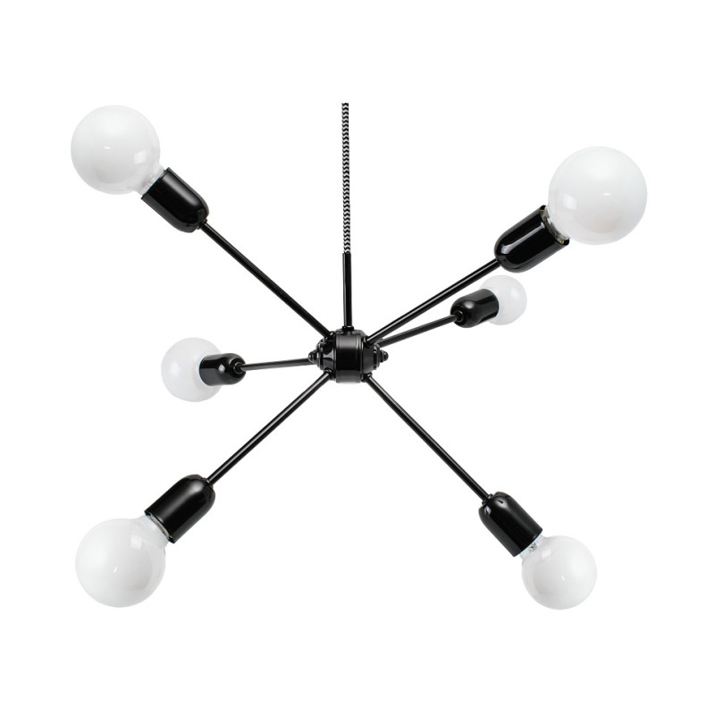 Luminaire Suspension Industriel loft RHYTHM 6xE27 - noir