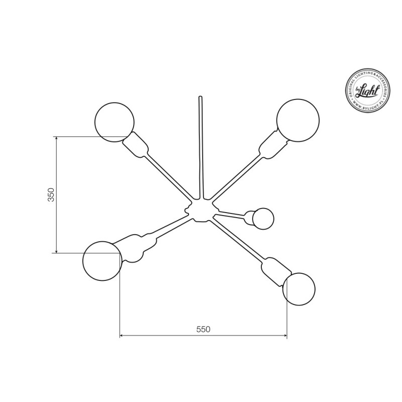 Suspension industrielle Design loft RHYTHM 6xE27 - laiton