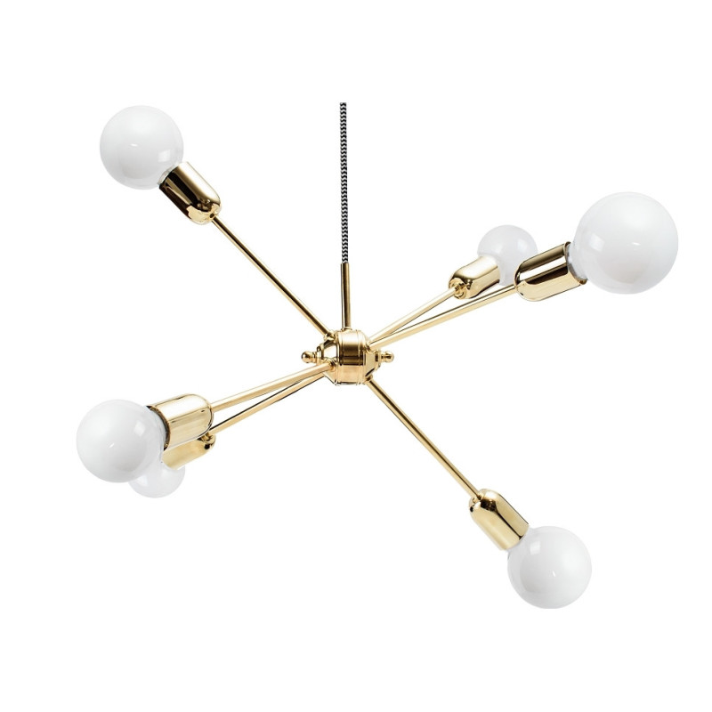 Suspension industrielle Design loft RHYTHM 6xE27 - laiton