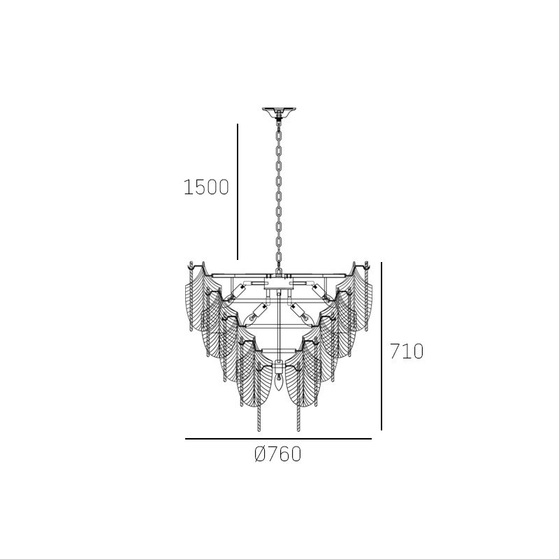 Suspension luminaire design PALERMO 21xE14 - or / blanc / transparent