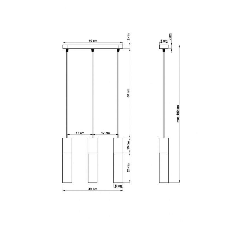 Lampe Suspendue design PABLO 3 GU10 - blanc / bois