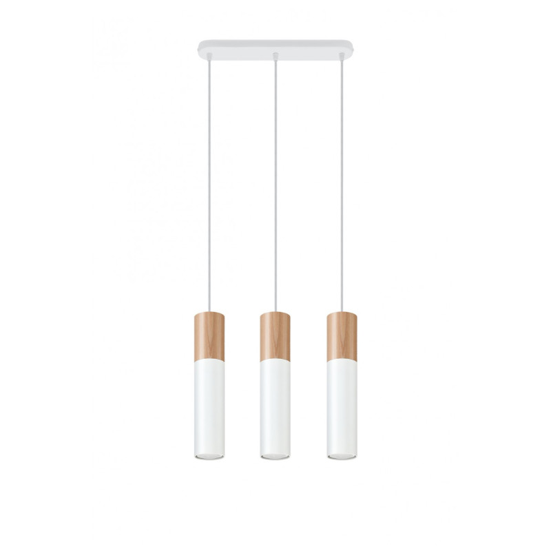 Lampe Suspendue design PABLO 3 GU10 - blanc / bois