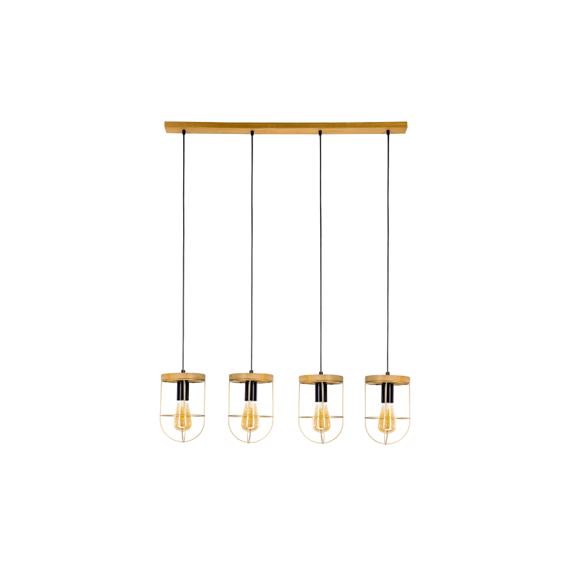 Suspension industrielle Design NETUNO 4xE27 - or / pin teinté