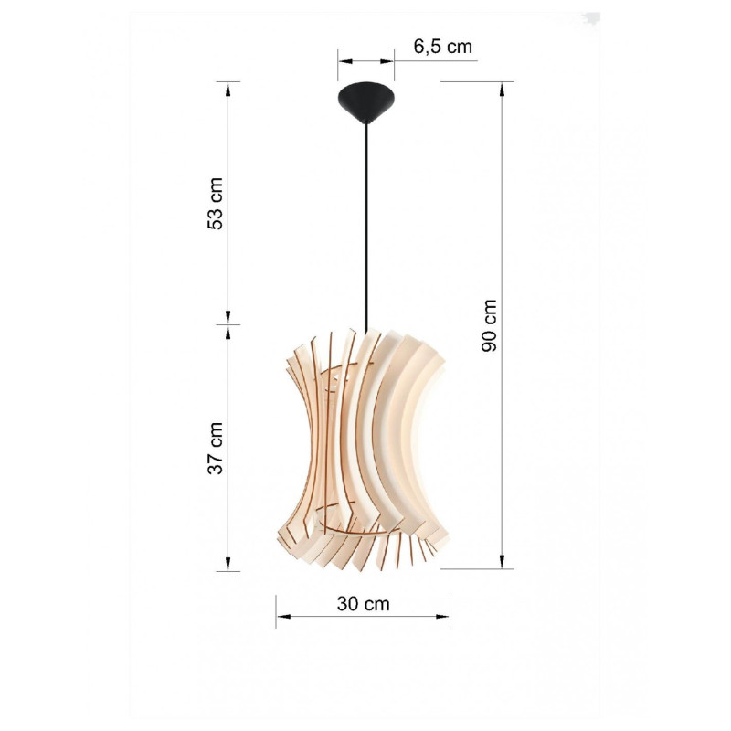 Suspension luminaire ORIANA E27 - bois / noir