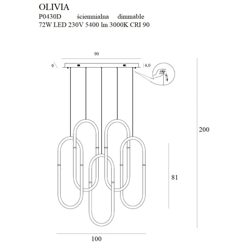 Suspension Design OLIVIA LED 72W 3000K DIM - or