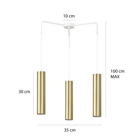 Lampe Suspendue design GOLDI 3 Premium WHITE 3xGU10 - or / blanc