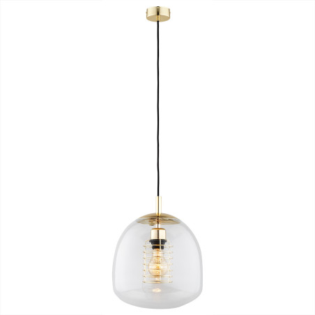 Lampe Suspendue design GLEN E27 - laiton / transparent