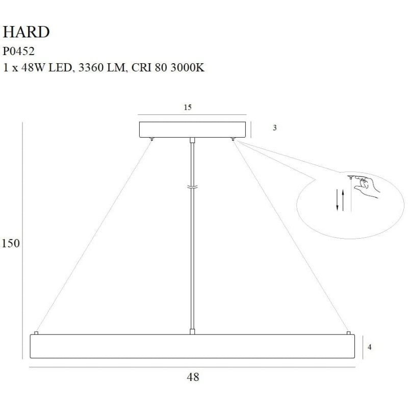 Suspension Abat Jour Design HARD LED 48W 3000K - noir