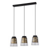 Suspension luminaire FRESNO bande 3xE27 - noir / or