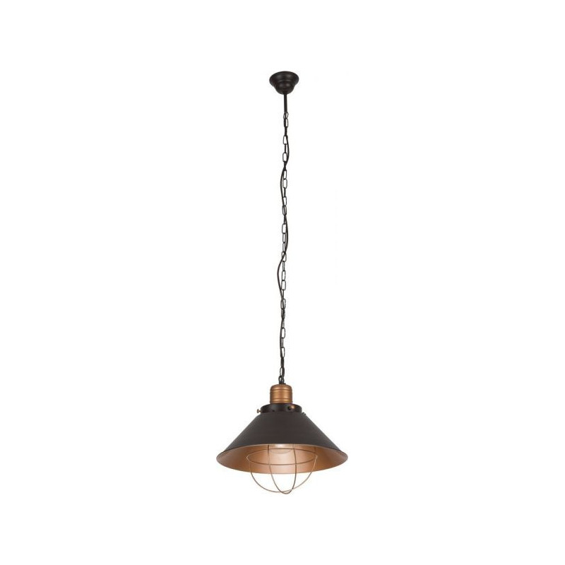 Luminaire Suspension Industriel GARRET S E27 - marron / cuivre