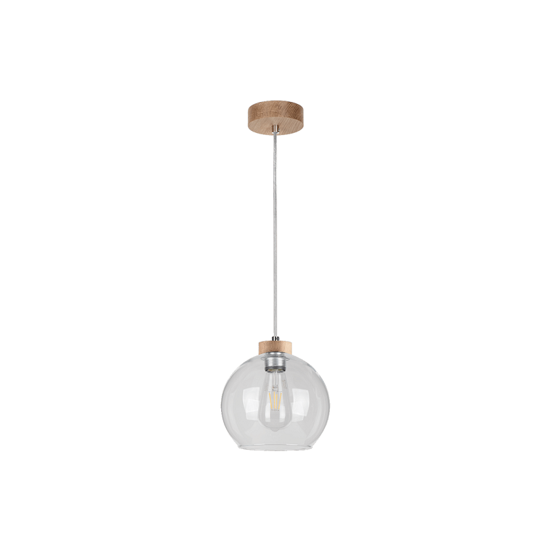 Lampe Suspendue design LAGUNA E27 - chêne huilé / transparent