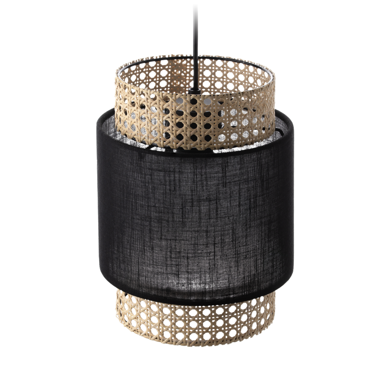 Suspension industrielle Design LANA 200 1P E27 - noir / paille