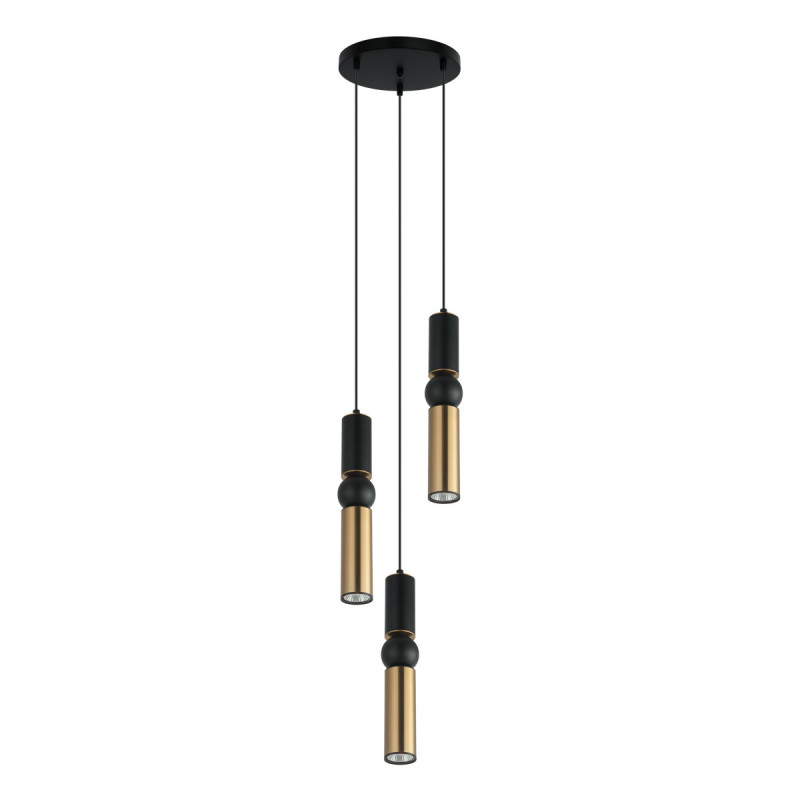 Suspension design ISIDORA 3xGU10 - noir / laiton